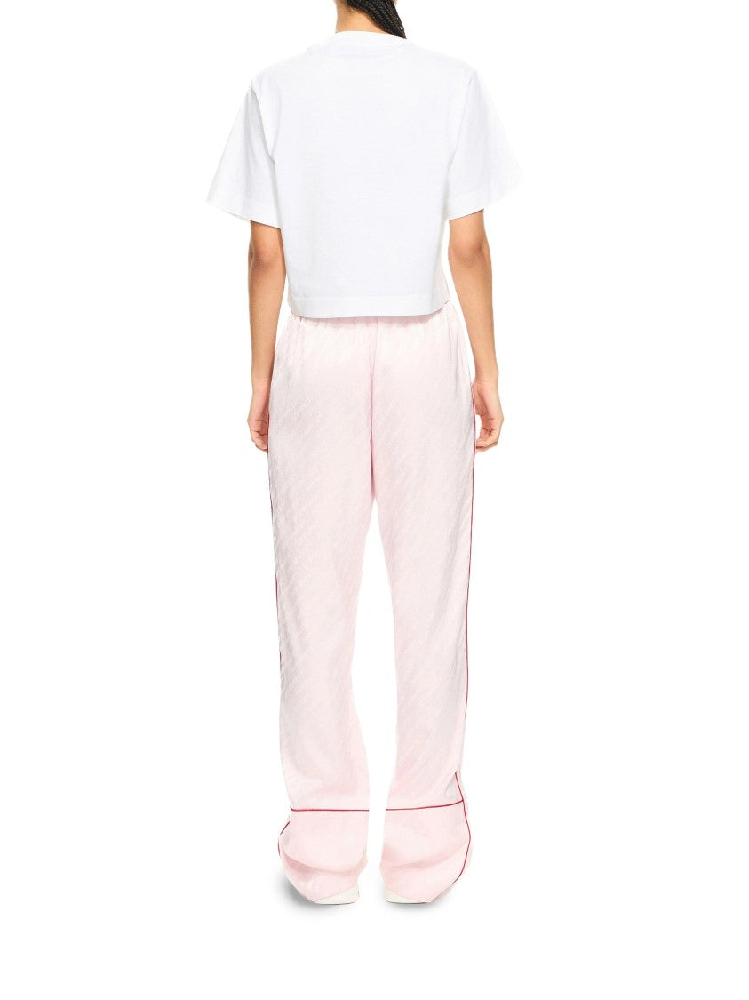 Off-White Cropped Cotton T-Shirt With Floral Print And Relaxed Fit