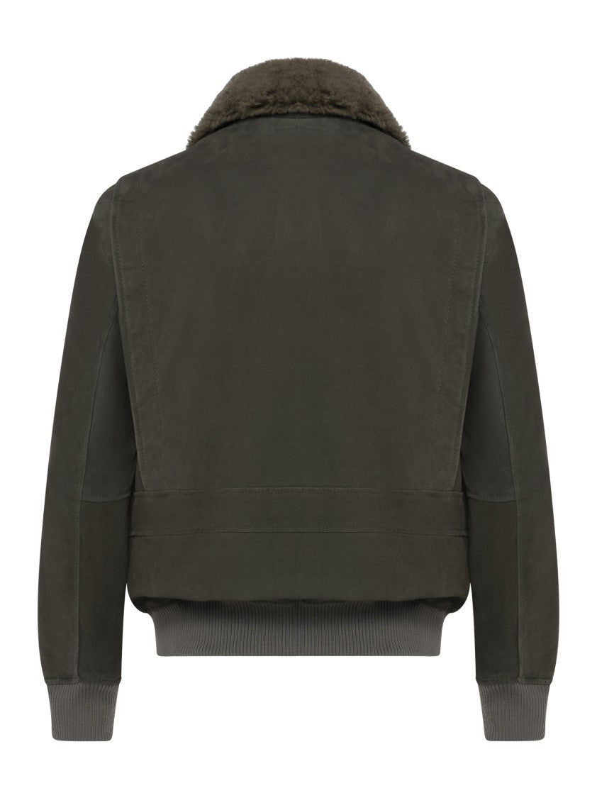 Franzese Collection Deep Green Water-Repellent Suede Bomber Jacket