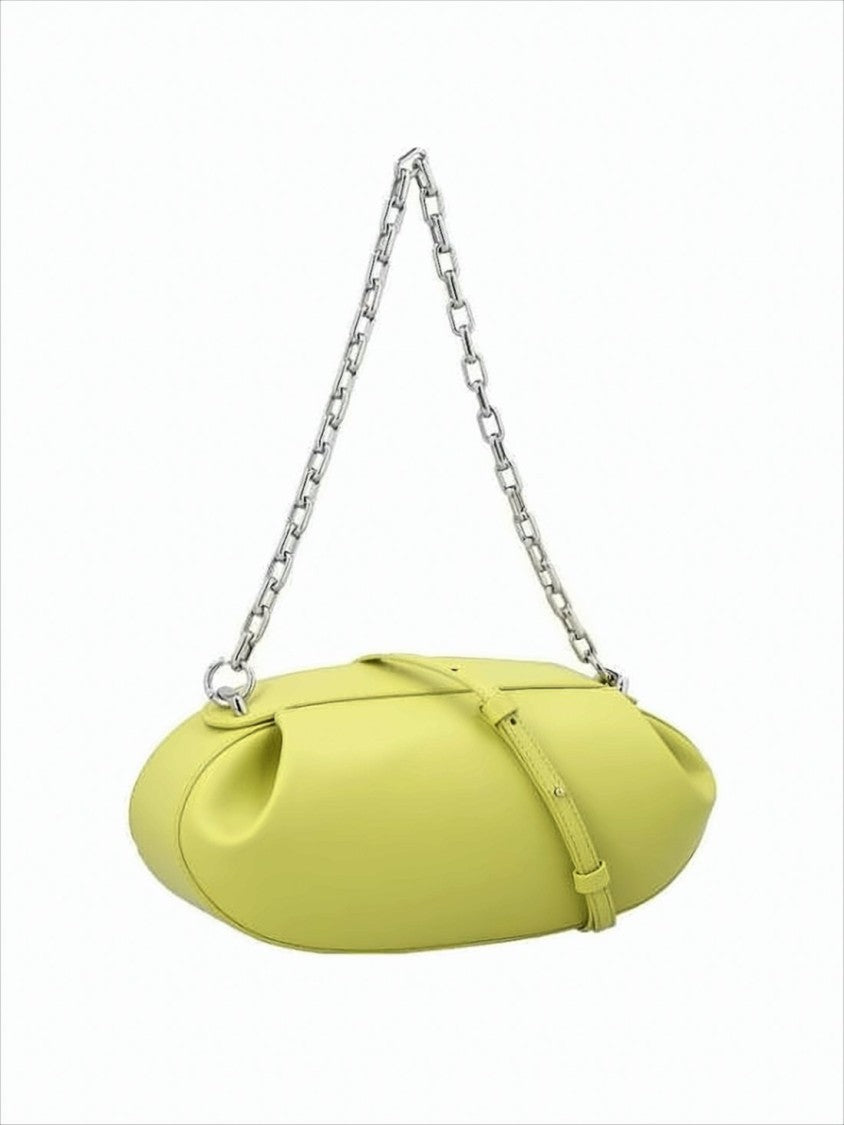 Yuzefi Smooth Leather Shoulder Bag With Silver Chain Strap