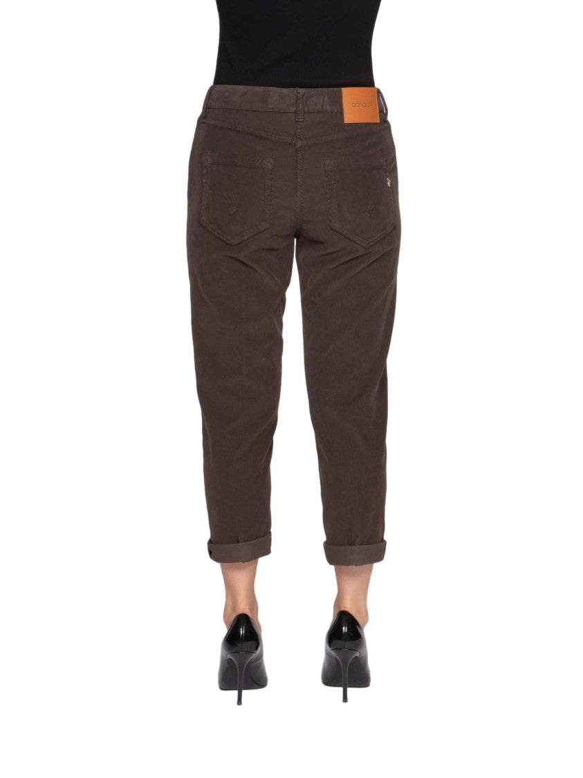 Dondup Relaxed Fit Cropped Pants With Metallic Button Closure