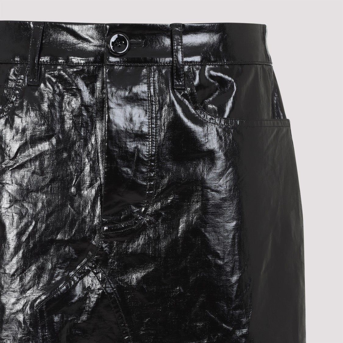 Jil Sander Structured Black Linen Skirt With Polished Finish