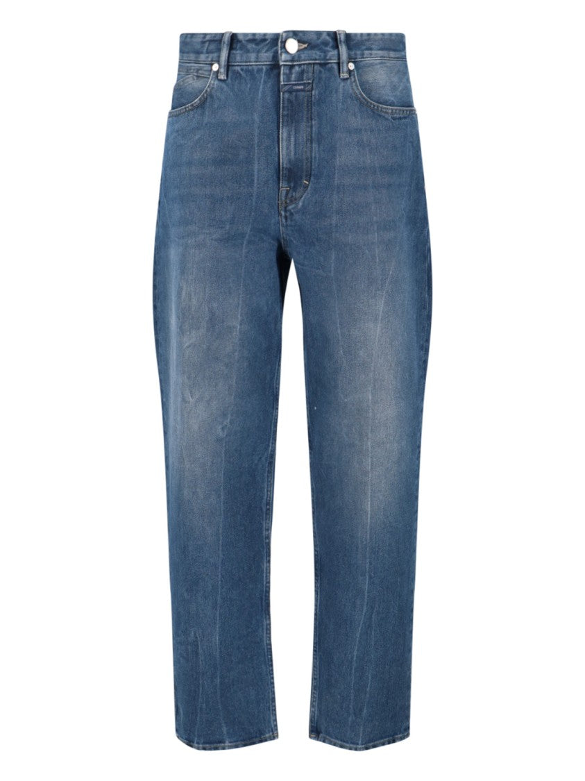 Closed High-Waisted Straight-Leg Denim Jeans With Worn-In Finish
