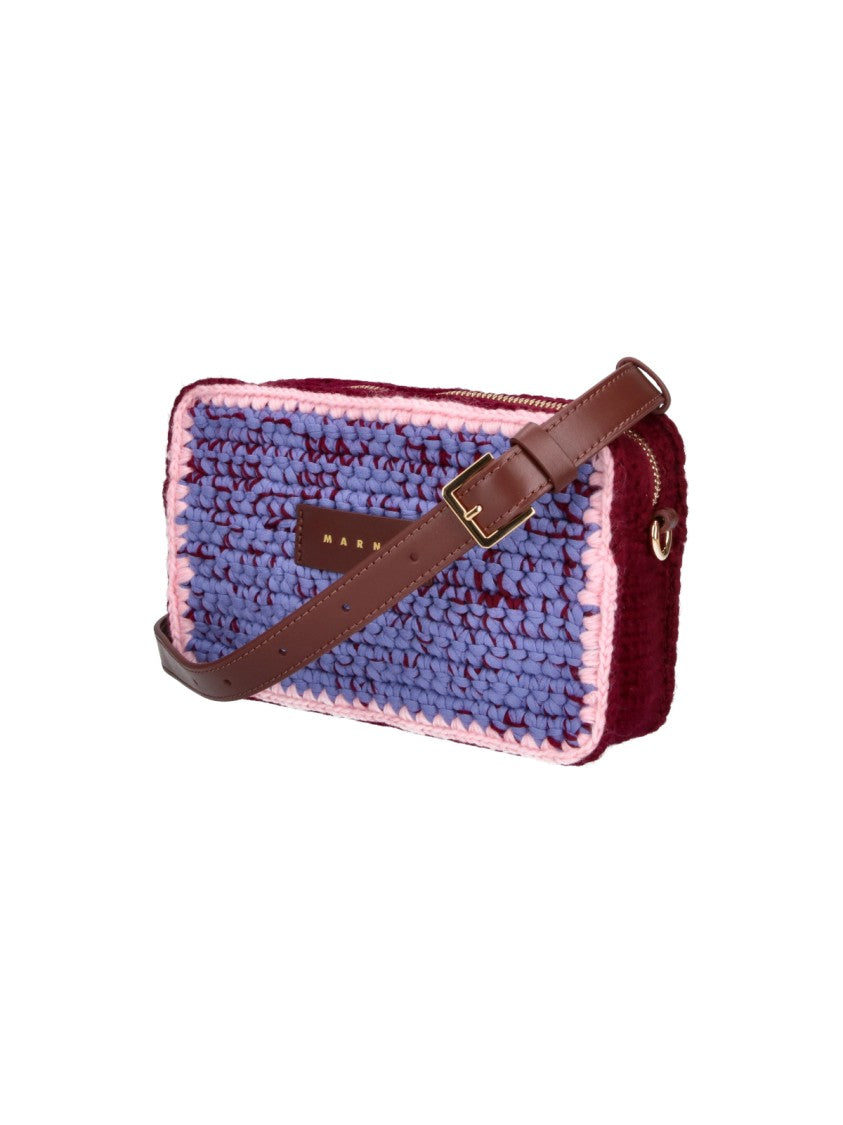 Marni Textured Knit Wool Shoulder Bag With Zip Closure