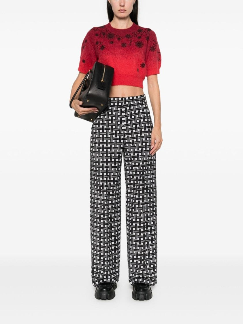 Kenzo White Geometric Pattern Trousers