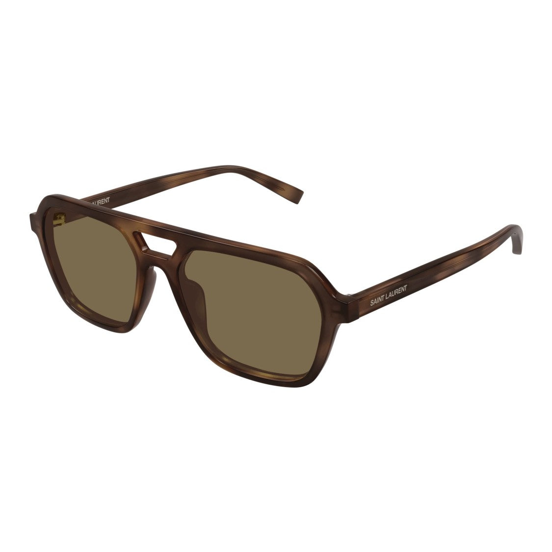Saint Laurent Bold Geometric Tortoiseshell Sunglasses With Cut-Out Bridge