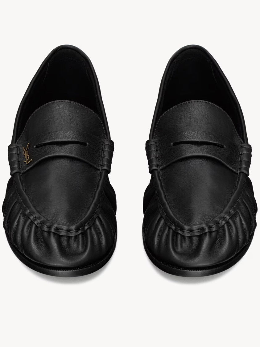 Saint Laurent Black Le Loafer 15 Gathered Leather Loafers
