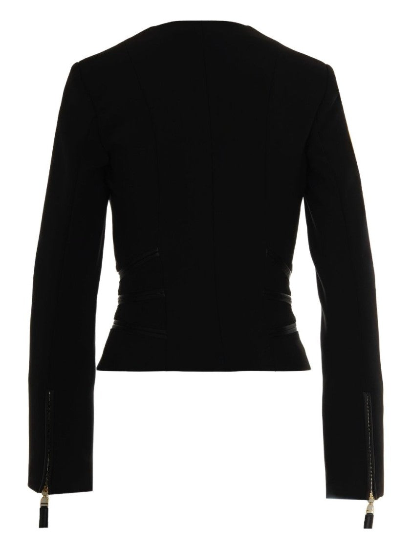 Elisabetta Franchi Tailored Black Jacket With Decorative Zipper Details