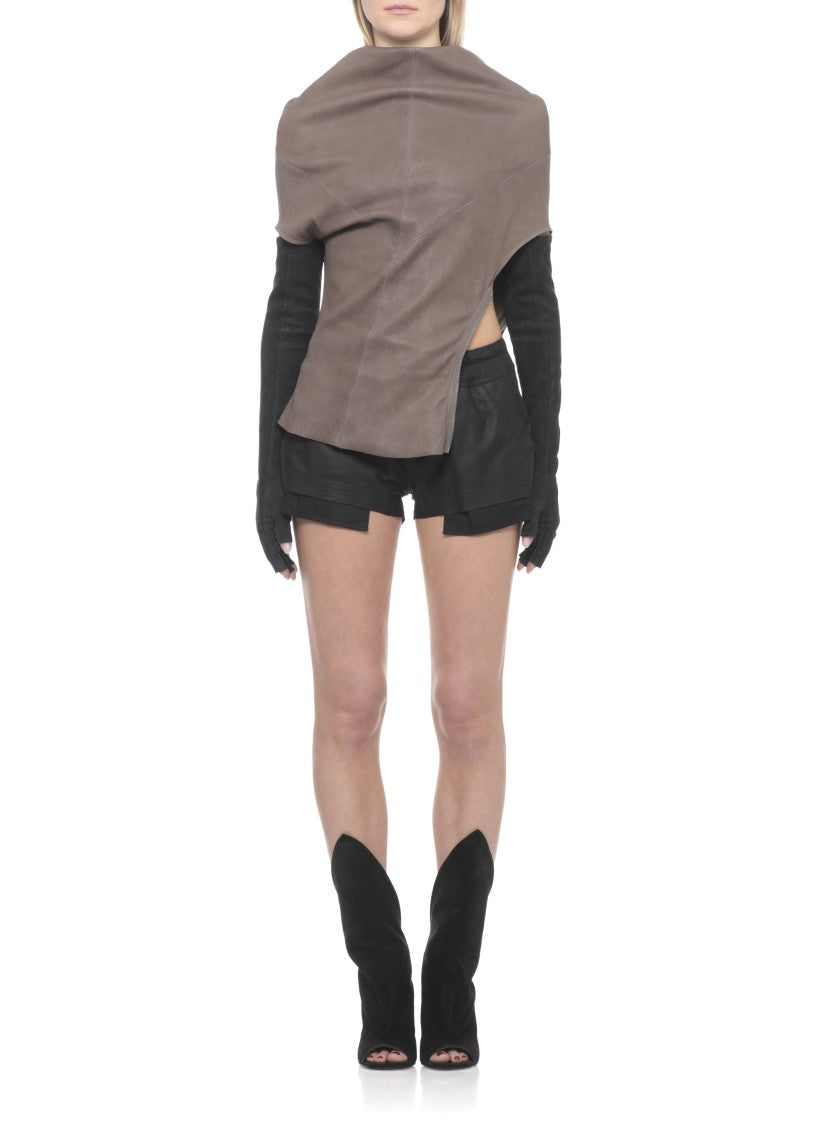 Rick Owens Brown High Neck Shroud Top