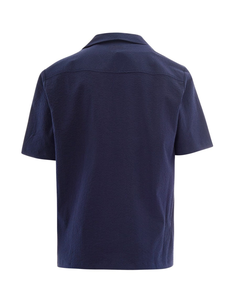 Maison Kitsuné Short-Sleeved Resort Shirt In Textured Seersucker Cotton