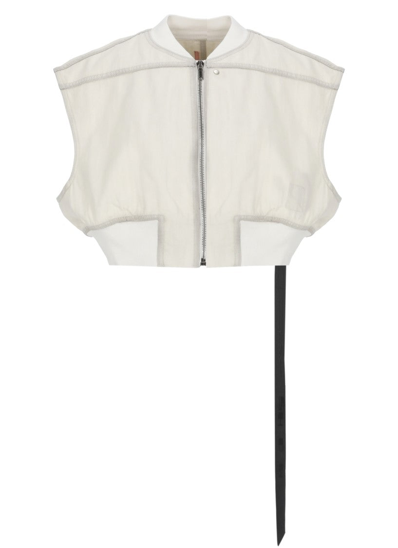 Drkshdw By Rick Owens Ivory Tatlin Zip Cotton Vest