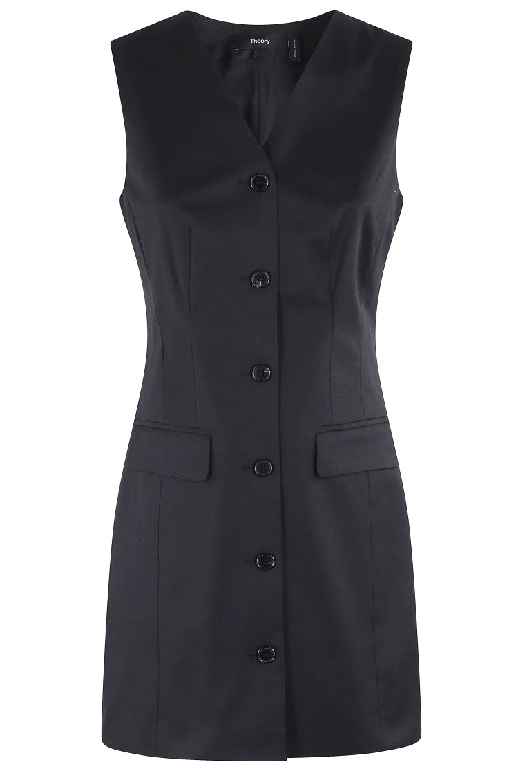 Theory Fitted Sleeveless Black Blazer Mini Dress