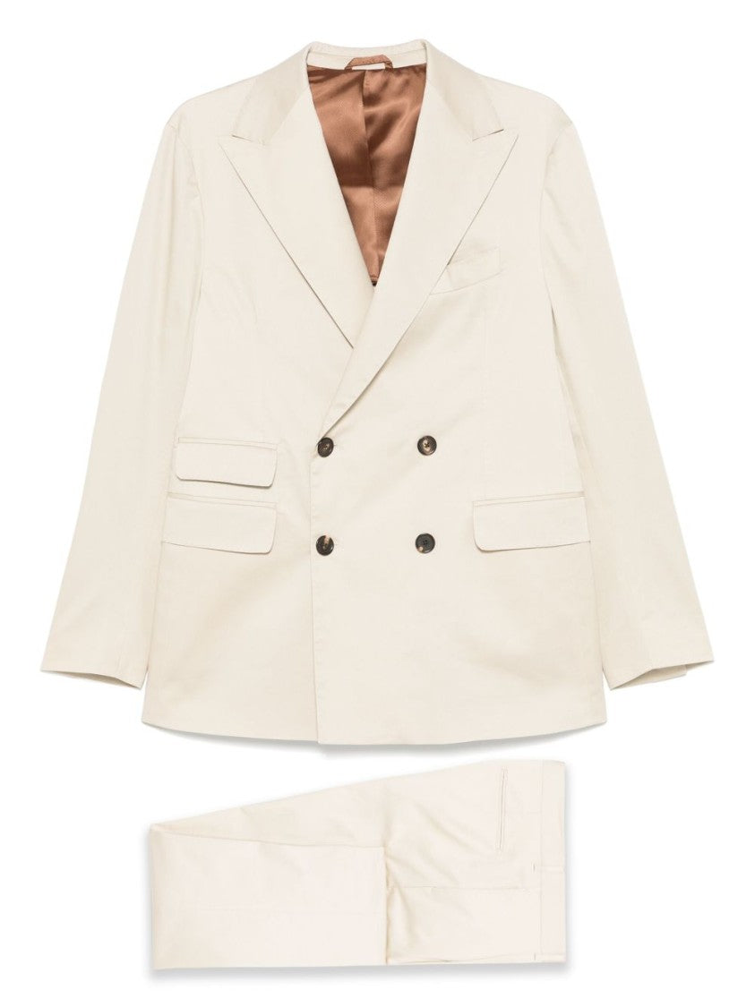 Doppiaa Double-Breasted Light Beige Blazer With Matching Trousers