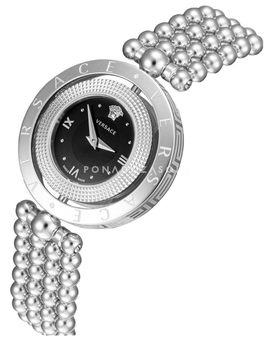 Versace Versace Eon Quartz Watch With Black Dial And Stainless Steel Bracelet