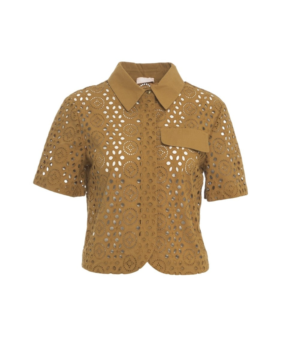 Liu Jo Blouse With Perforated Embroidery And Cropped Silhouette