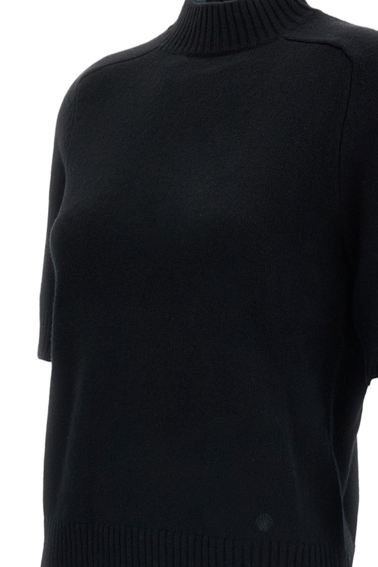 Loulou De Saison Black Cashmere Saddle-Sleeve Crewneck Top