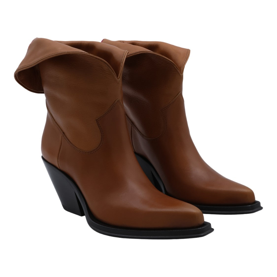 Chloé Mid-Calf Floral Embroidered Angled Block Heel Boots