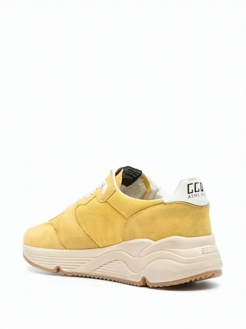 Golden Goose Yellow Suede And Mesh Sneakers With Retro Charm