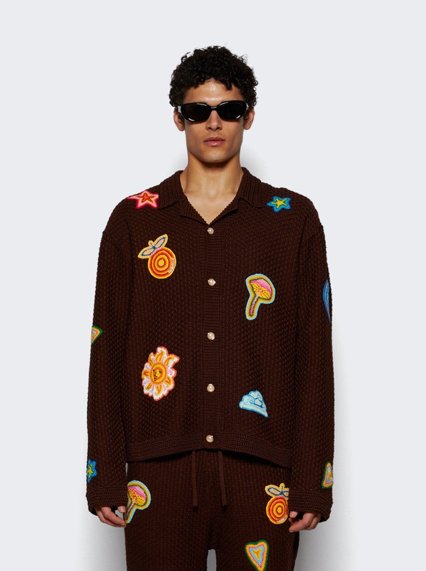 Casablanca Crochet Shirt With Patches Brown