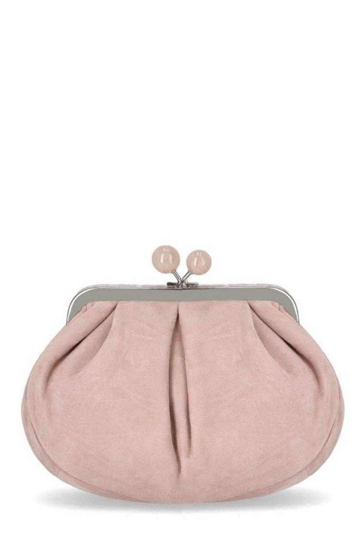 Max Mara Rounded Sheepskin Leather Handbag With Top Handle