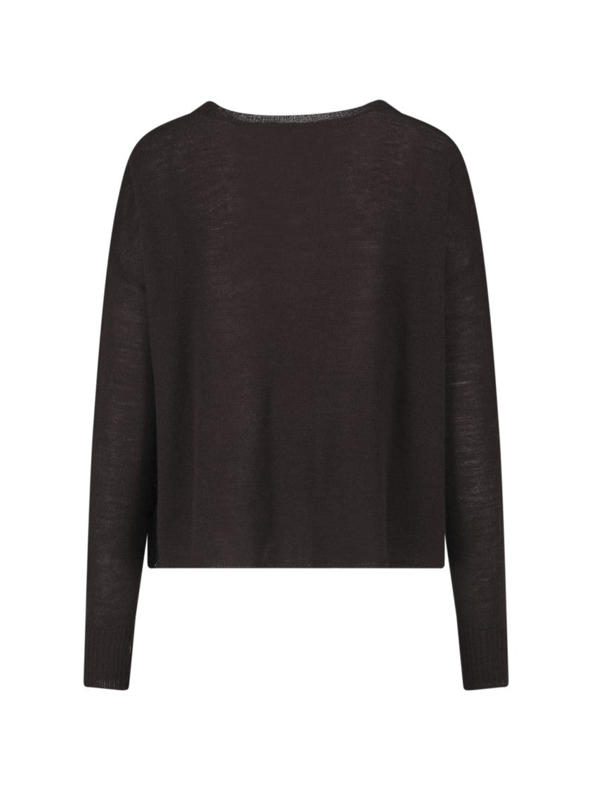 Ma'ry'ya Cropped Virgin Wool Cardigan With Button Closure