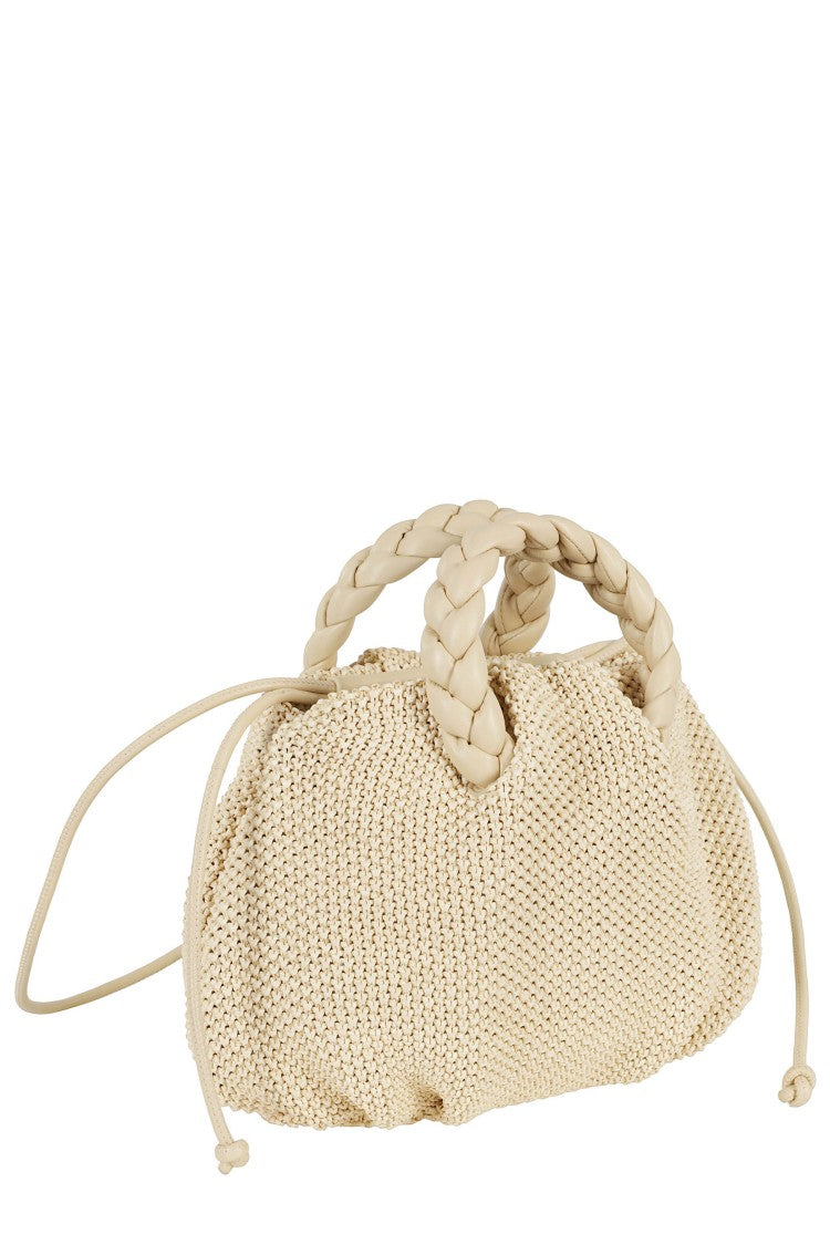 Hereu Beige Bombom M Raffia Lambskin Tote Bag