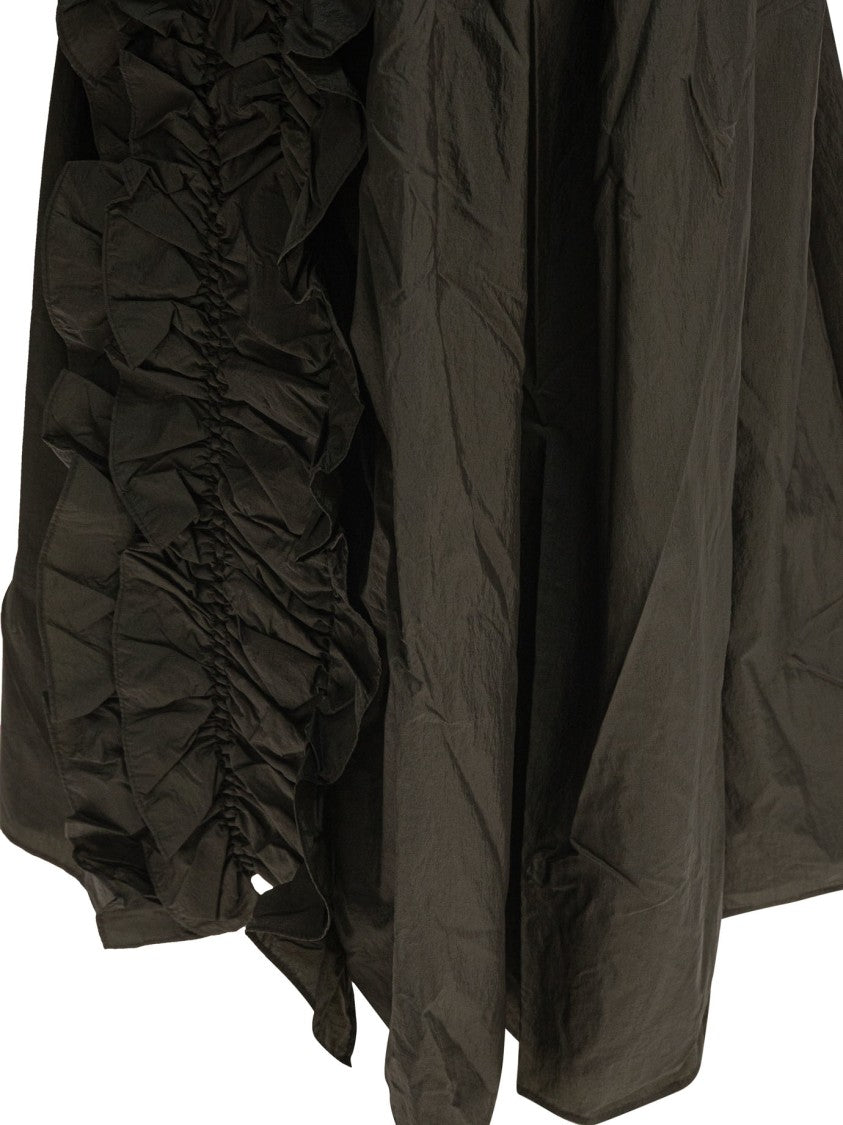 Cecilie Bahnsen Sleeveless Green Dress With Ruched Detailing