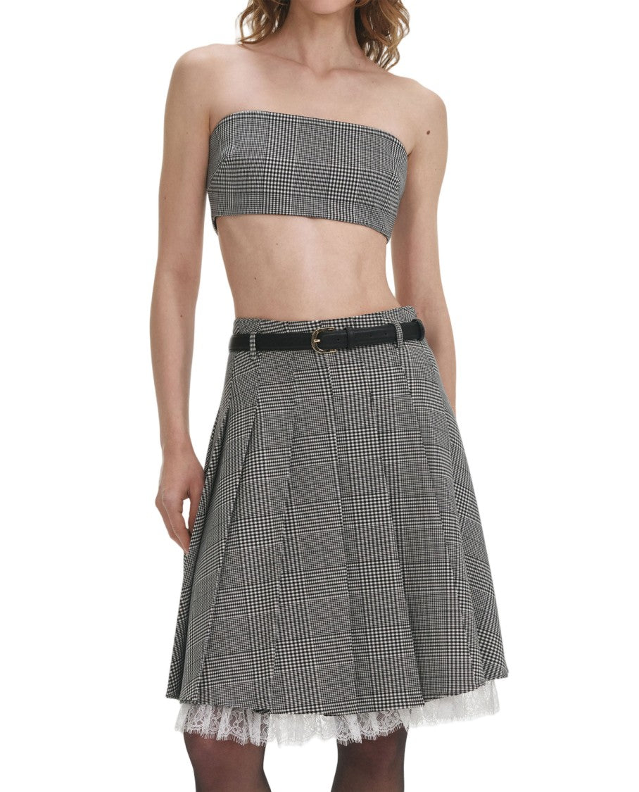 Self-Portrait Prince Of Wales Check Pleated Midi Skirt