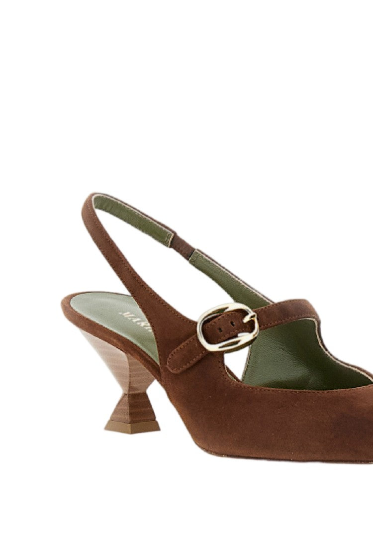 Maria Luca Brown Natalia Open Back Hourglass Heels