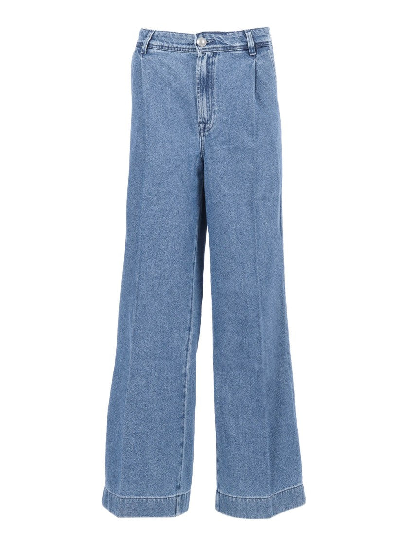 7 For All Mankind Wide-Leg Denim Trousers With Pleated Front