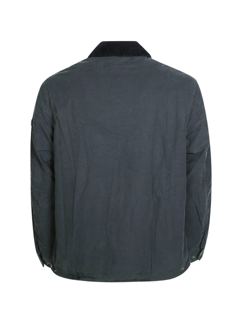 Barbour Washed Waxed-Cotton Military Jacket With Contrasting Corduroy Collar