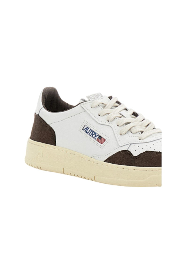 Autry White Brown Medalist Low Leather Suede Sneakers