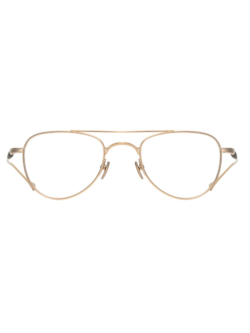 Masunaga Gold-Toned Titanium Oval Sunglasses With Minimalist Design