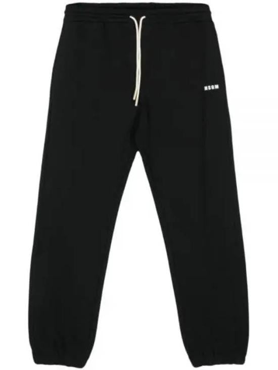 Msgm Relaxed Fit Black Track Pants With Tapered Legs And Logo Detail