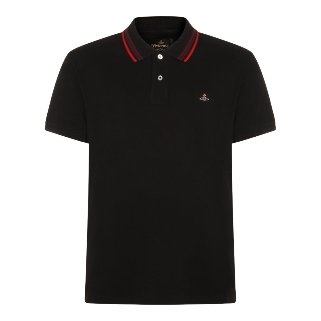 Vivienne Westwood Classic Black Polo With Ribbed Stripes