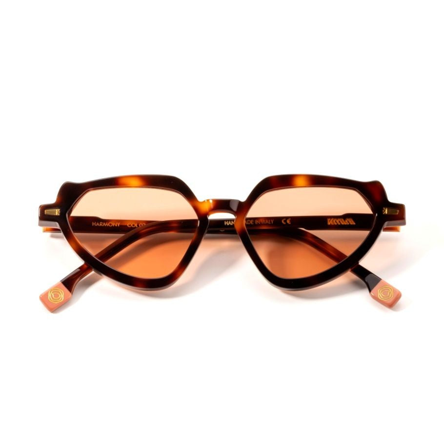 Kyme Harmony Geometric Tortoiseshell Acetate Sunglasses With Amber Lenses