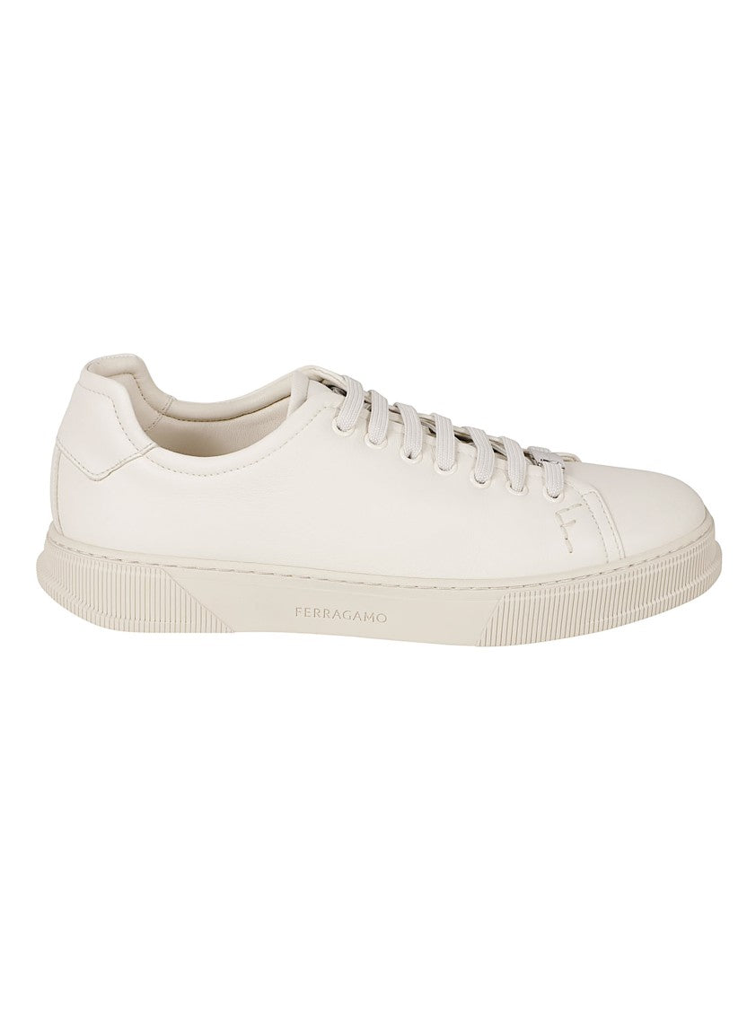 Ferragamo Minimalist Low-Top Sneakers In Smooth Calf Leather