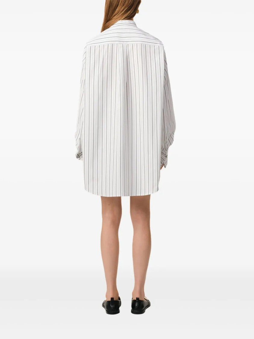 Ami White Striped Shirt With Wingtip Collar