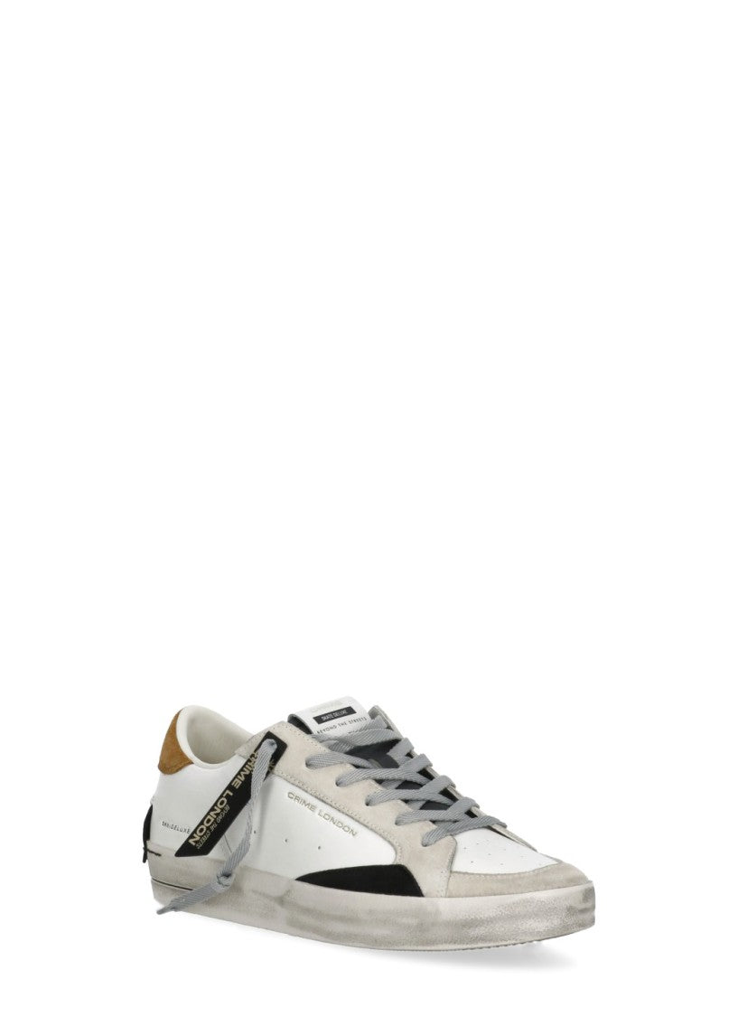 Crime London White Sk8 Deluxe Lettering Sneakers