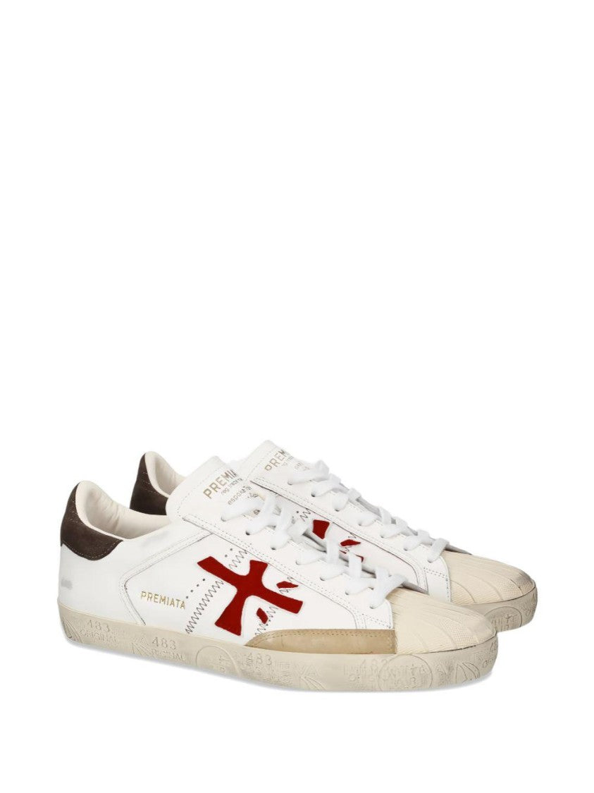 Premiata Distressed Leather Lace-Up Sneakers