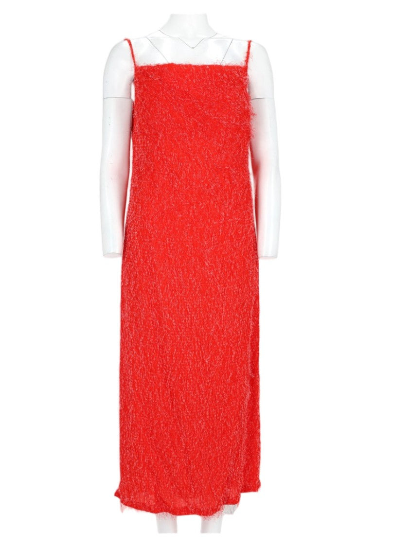 Bottega Veneta Red Cowl Back Spaghetti Strap Rayon Midi Dress