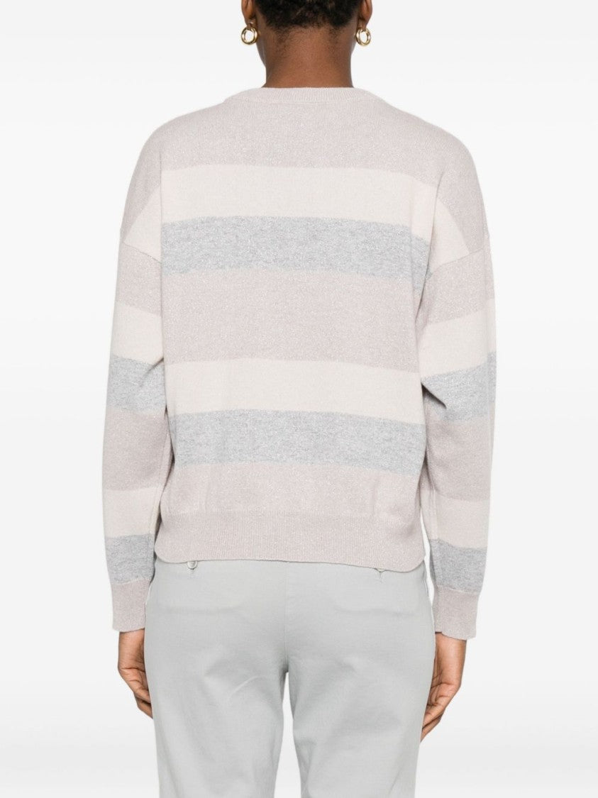 Peserico Textured Knit Sweater With Subtle Stripes