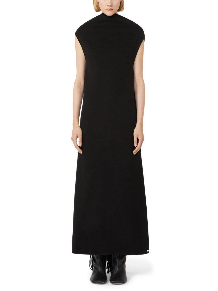 Max Mara Refined Black Virgin Wool Dress With Silhouette