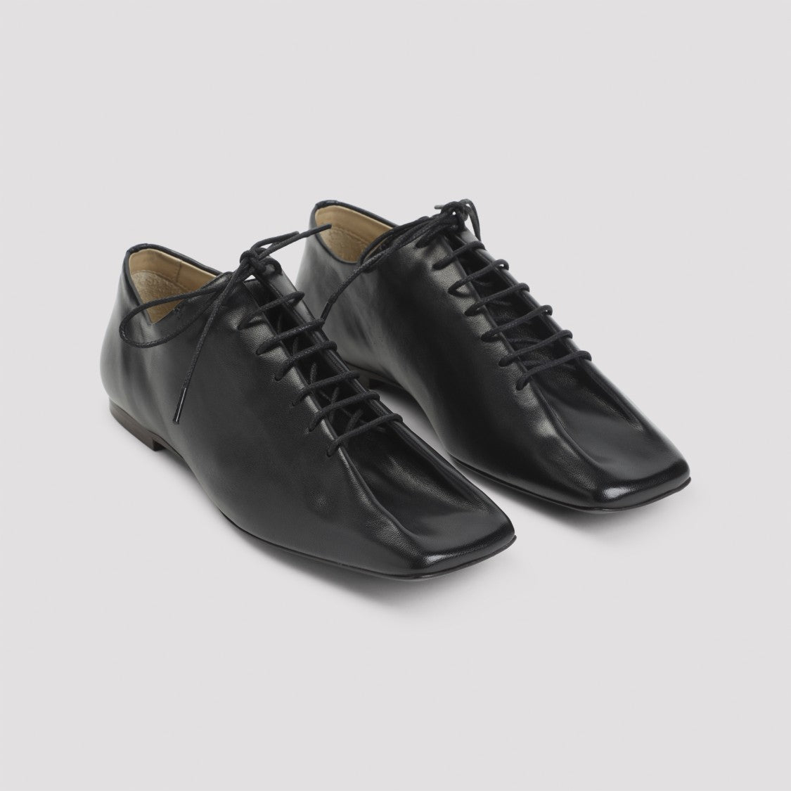 Lemaire Souris Flat Classic Black Leather Derbies