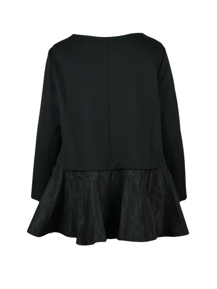 Meimeij Black Viscose-Blend Double Fabric Blouse