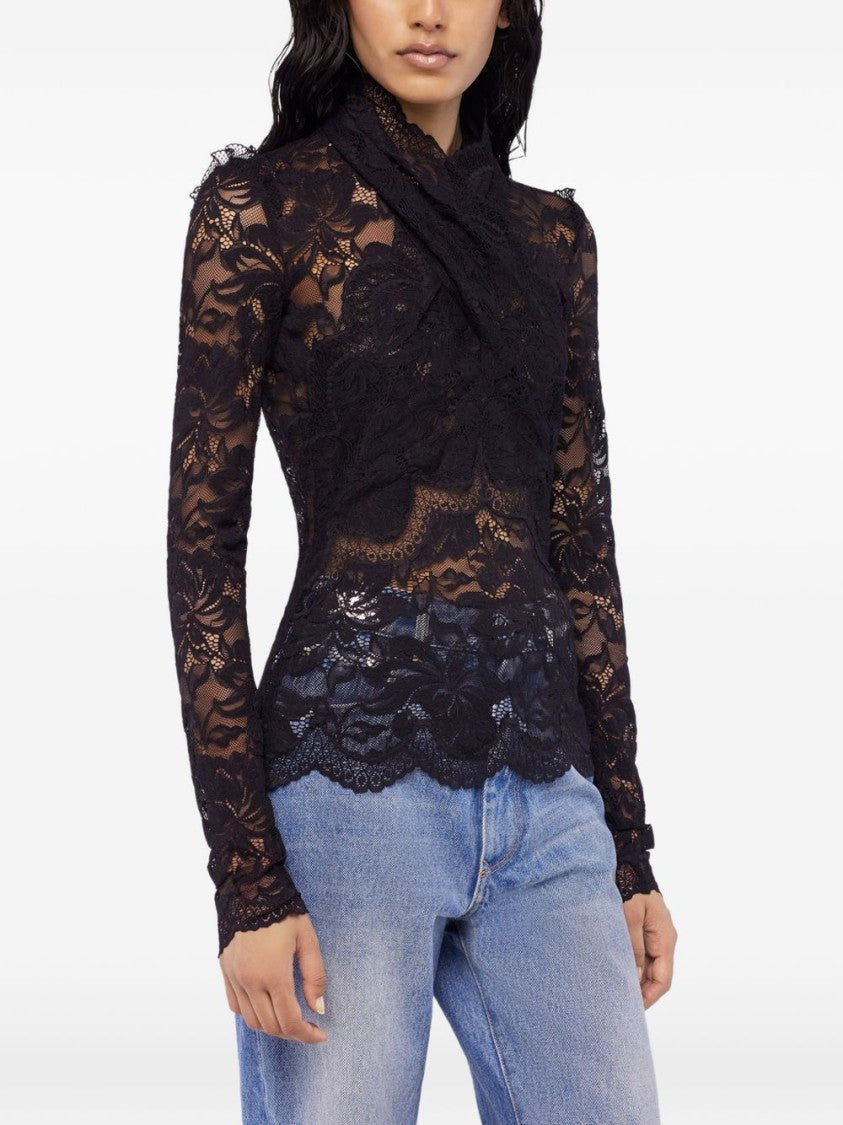 Rabanne Intricate Floral Lace Long-Sleeve Top