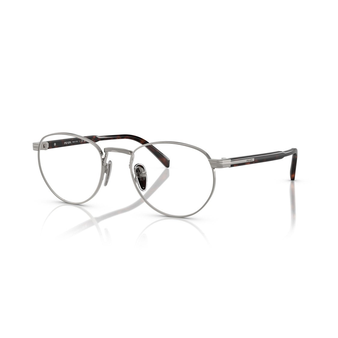 Prada 0Pr B52v Rounded Lens Silver Frame Eyeglasses