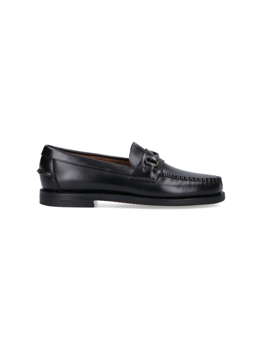 Sebago Moccasin-Style Black Leather Flats