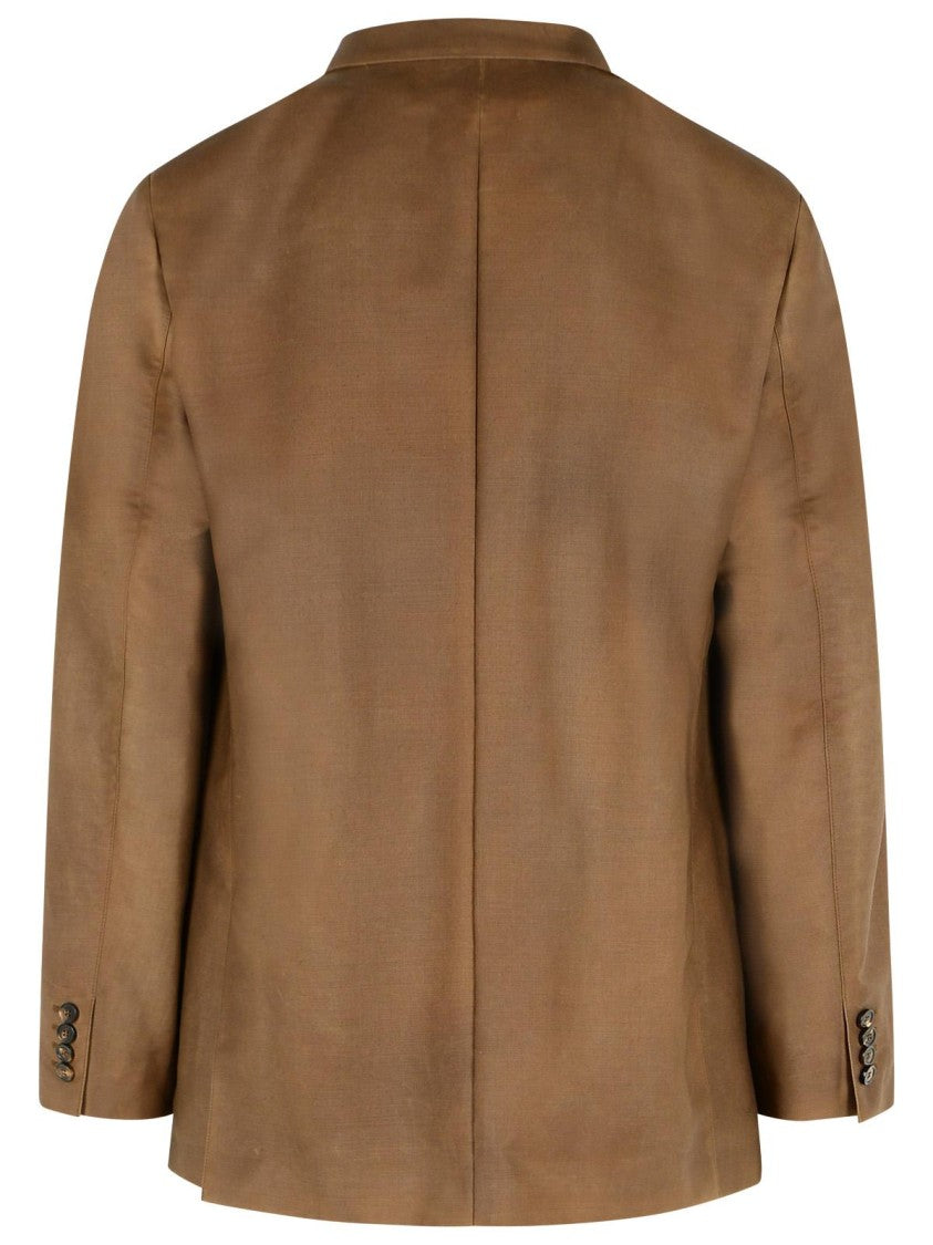 Maison Margiela Peak Lapel Brown Wool And Mohair Blazer