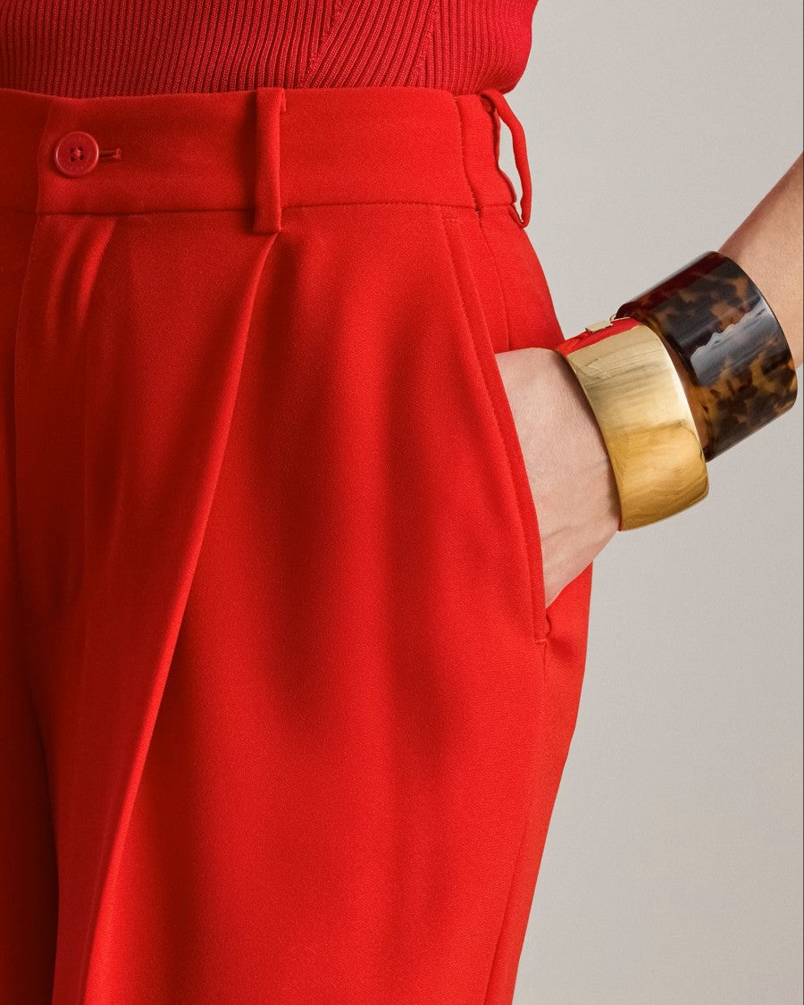 Lauren Ralph Lauren Red Kirahn Pleated Recycled Trousers
