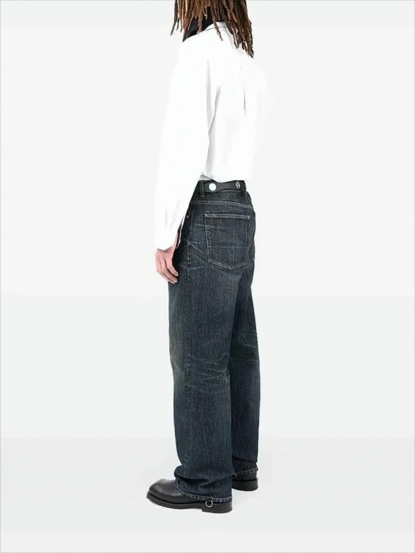 Our Legacy Straight-Leg Blue Denim Pants With Whiskering Details